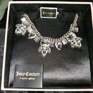 JUICY COUTURE - COUTURE LA LA RHINESTONES CRYSTAL SILVER NECKLACE NIB LIMITED ED